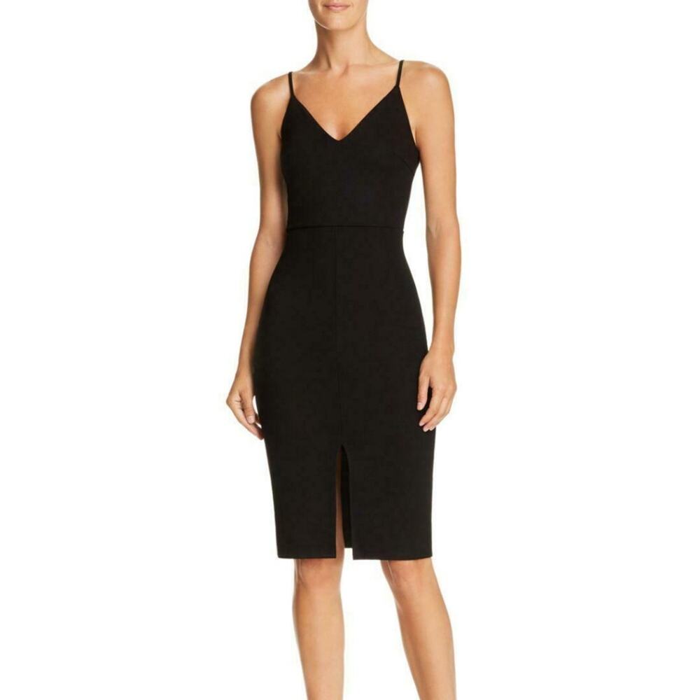 Aqua Black Slit Sheath Spaghetti Strap dress New XS